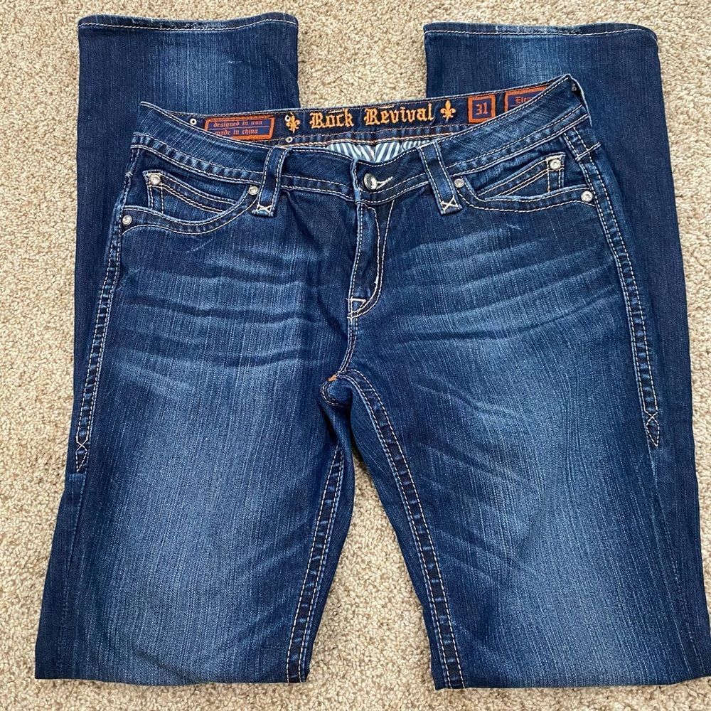 Rock Revival Elena Boot Cut Women's Denim Jeans Dark Wash Size 31 - 9" Rise